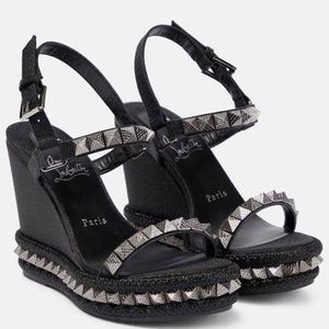 Christian Louboutin Black embellished espadrilles.